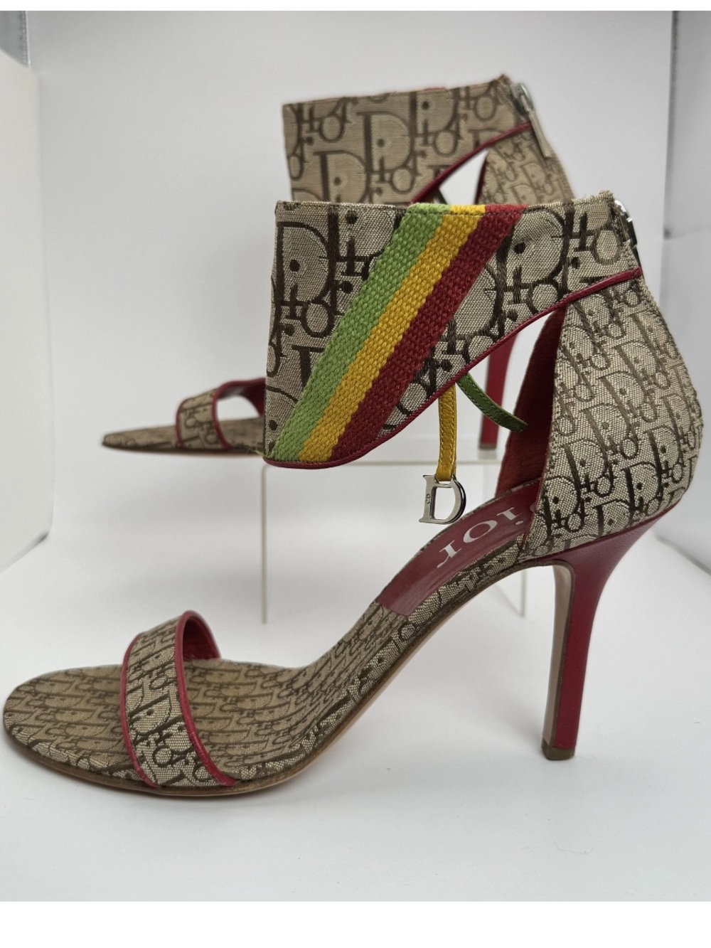 Rare Vintage Dior Rasta Ankle Strap Heels - 37.5